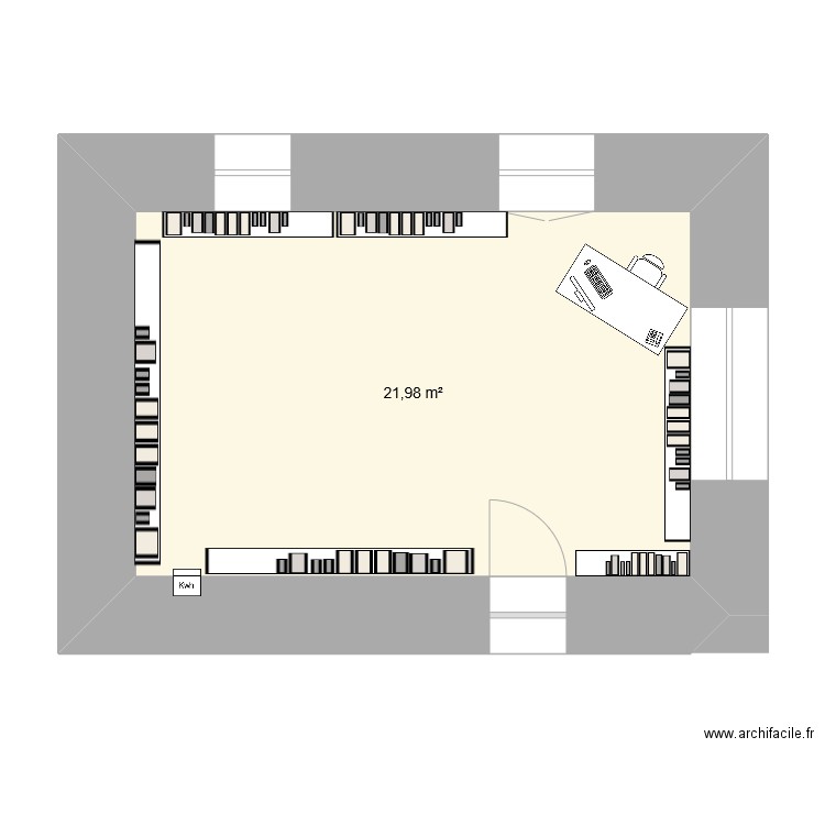 libr. salers. Plan de 1 pièce et 22 m2