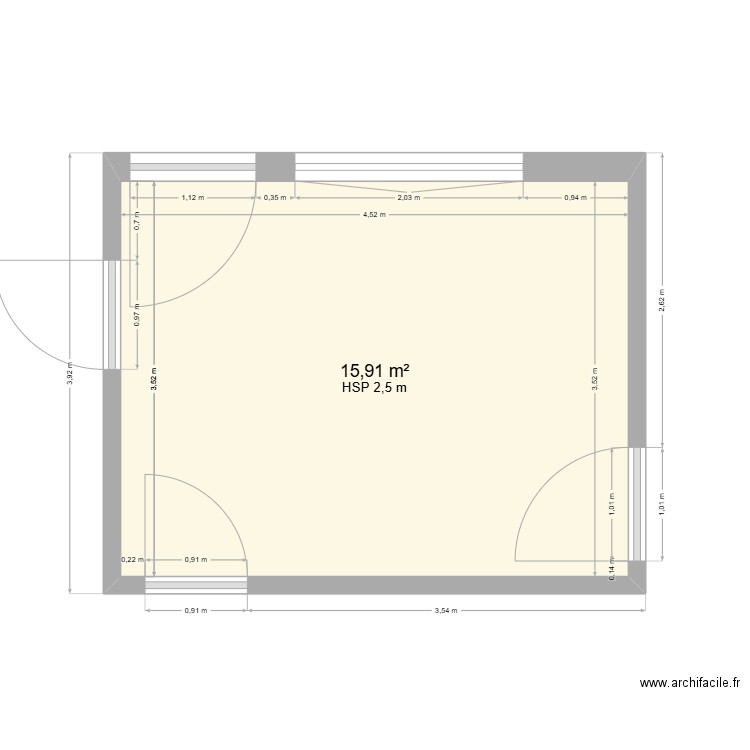 cuisine Palh. Plan de 1 pièce et 16 m2