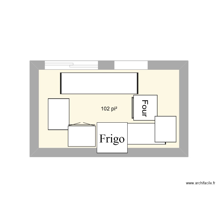 Cuisine. Plan de 1 pièce et 9 m2