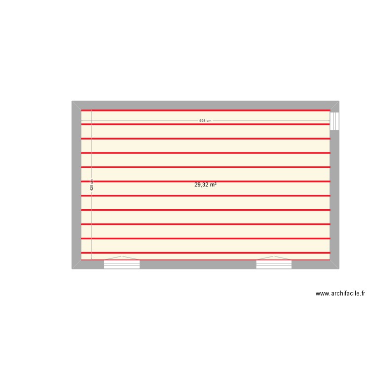 plan plancher. Plan de 1 pièce et 29 m2