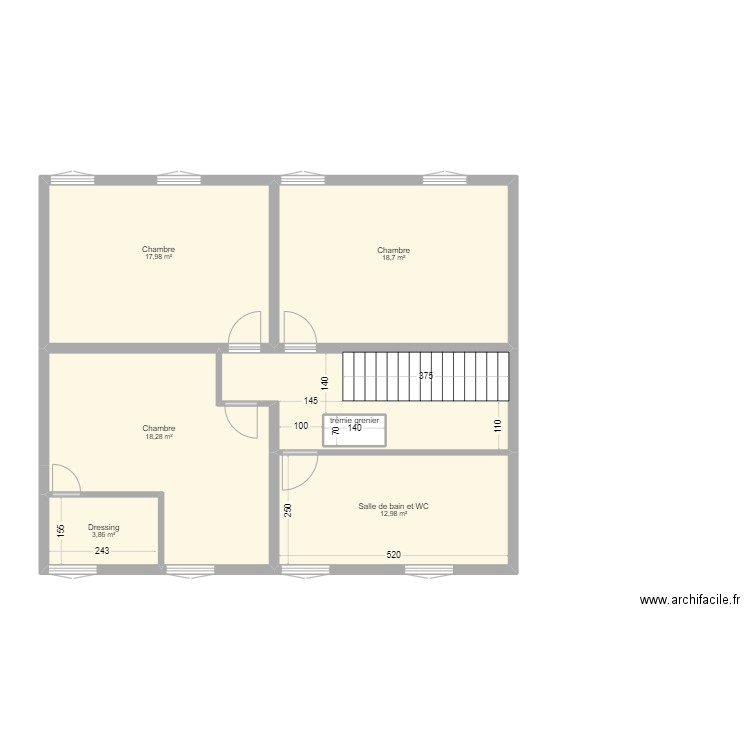 Plan maman - 1e étage copié. Plan de 7 pièces et 86 m2