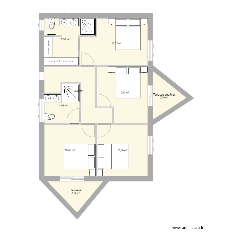 milioin doublage 7. Plan de 22 pièces et 193 m2