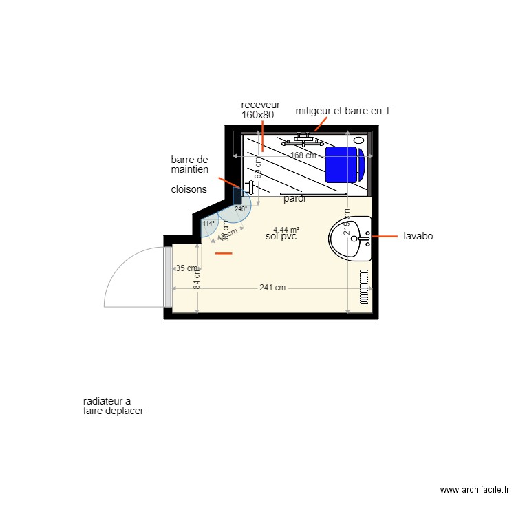 a,fn,. Plan de 1 pièce et 4 m2