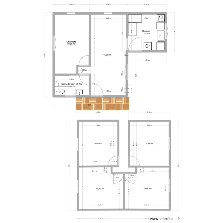 JOUR ET NUIT 2025. Plan de 8 pièces et 79 m2