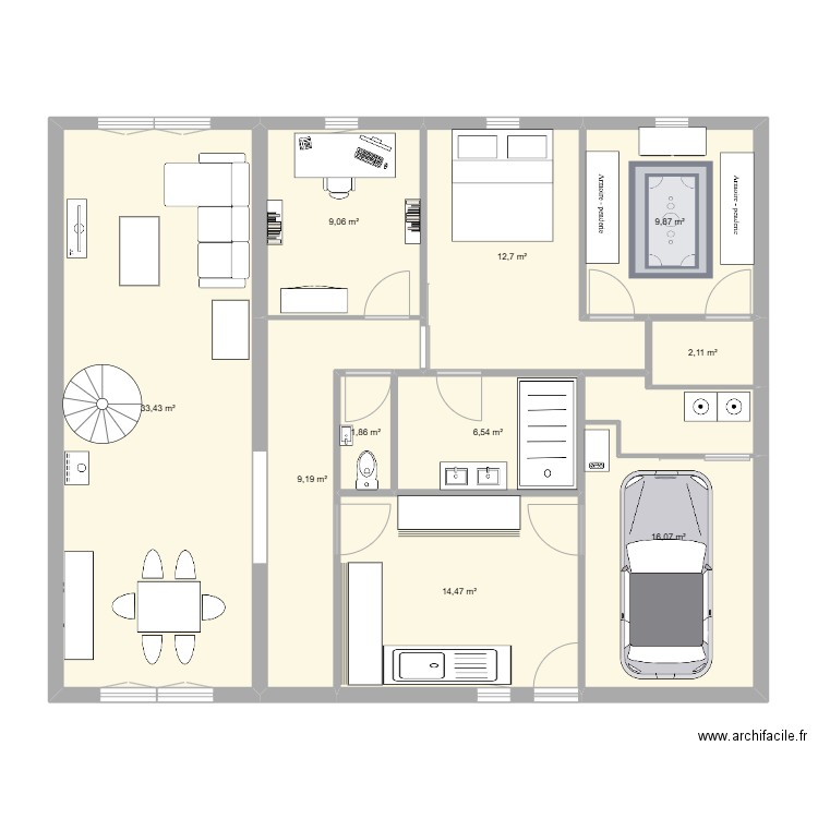 MAISON. Plan de 10 pièces et 115 m2