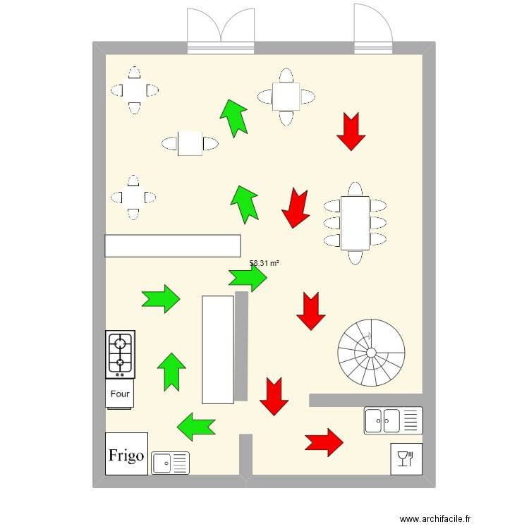 ewan grandjean. Plan de 1 pièce et 58 m2