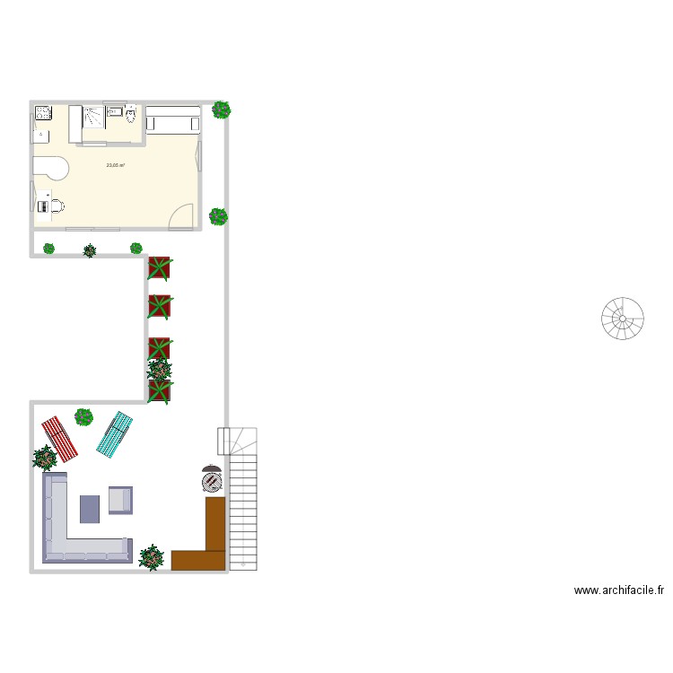 anymania. Plan de 1 pièce et 23 m2