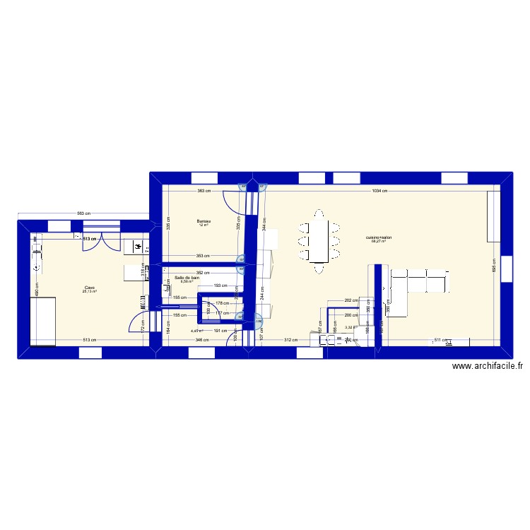 essai BAS. Plan de 6 pièces et 120 m2