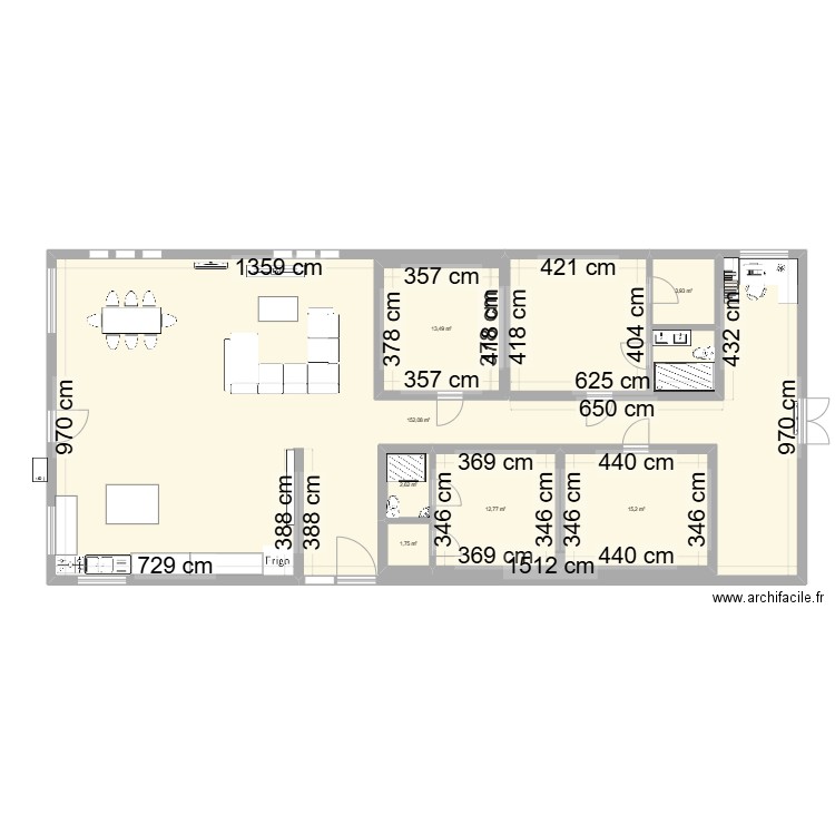 casita tricauco . Plan de 7 pièces et 260 m2