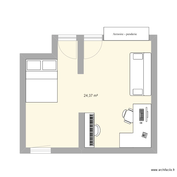 aménagement 1. Plan de 1 pièce et 24 m2