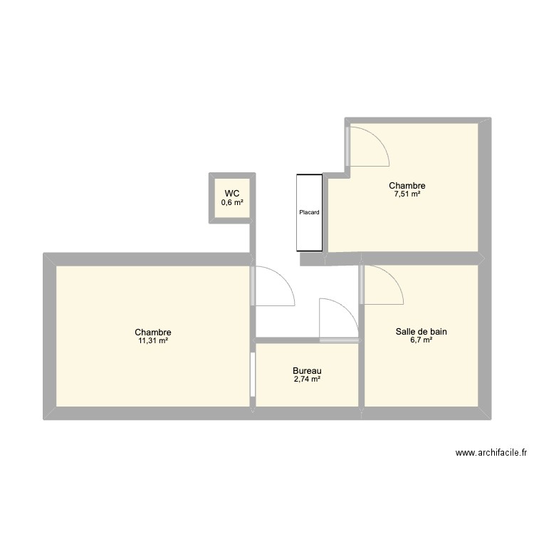 Surrélévation. Plan de 5 pièces et 29 m2