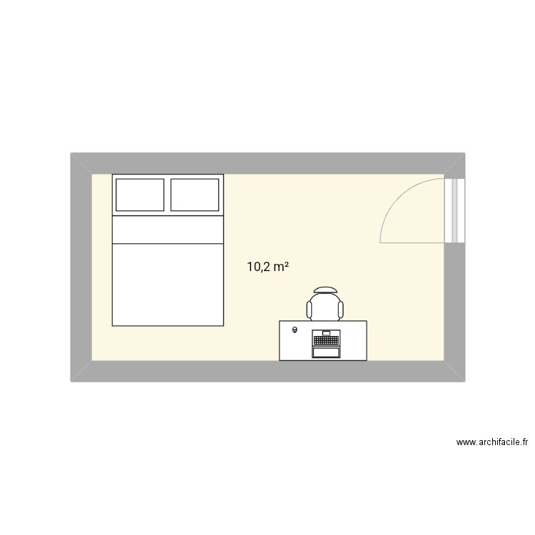 Lit. Plan de 1 pièce et 10 m2