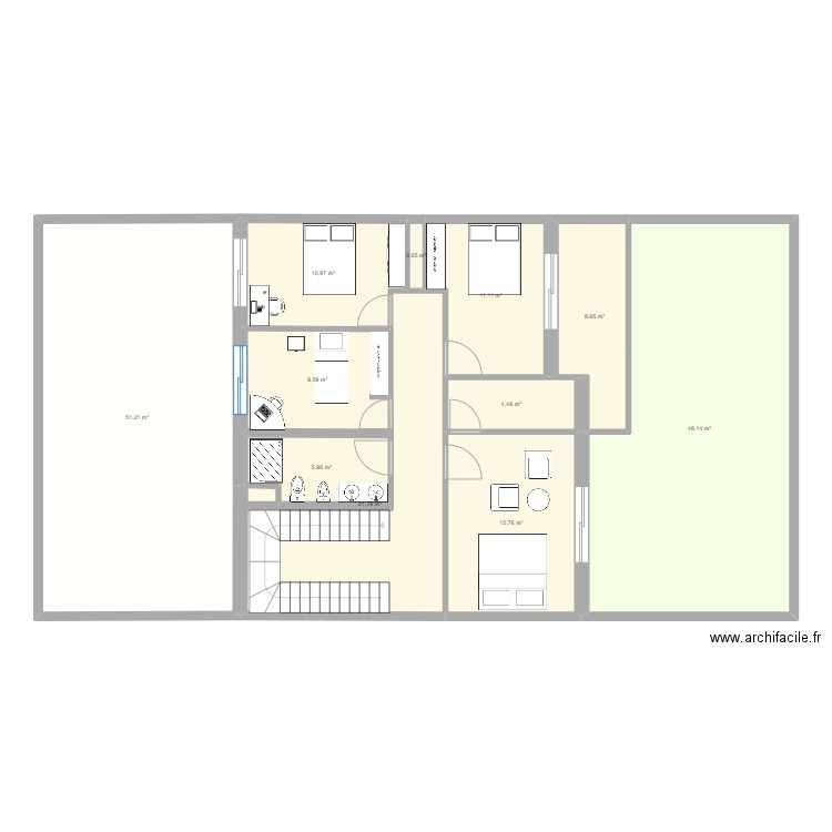 PLAN ETAGE. Plan de 11 pièces et 188 m2