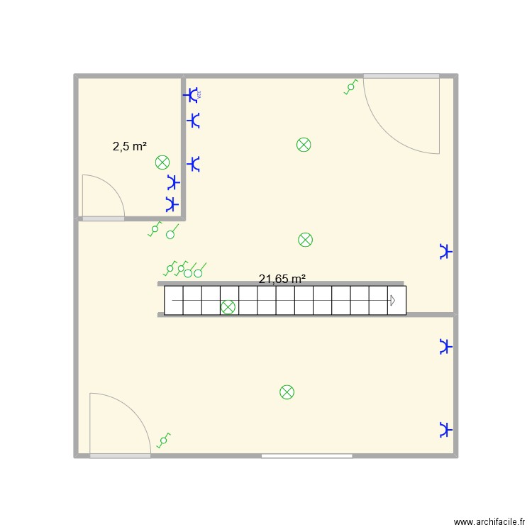 ali rdc. Plan de 2 pièces et 24 m2