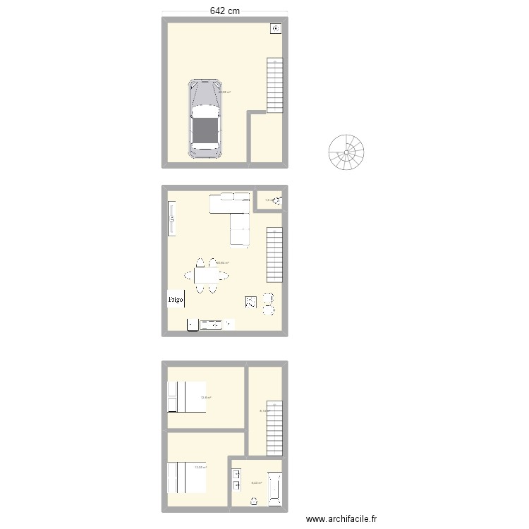 ET_2. Plan de 7 pièces et 125 m2