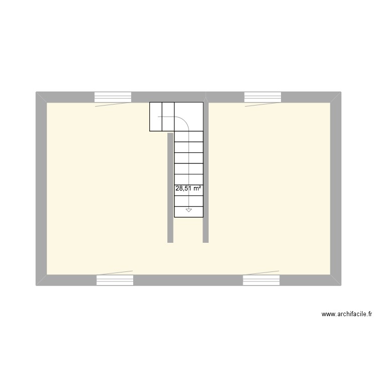 8DP 1er étage. Plan de 1 pièce et 29 m2