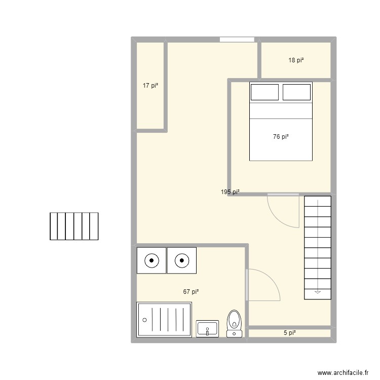 SousSol. Plan de 6 pièces et 35 m2