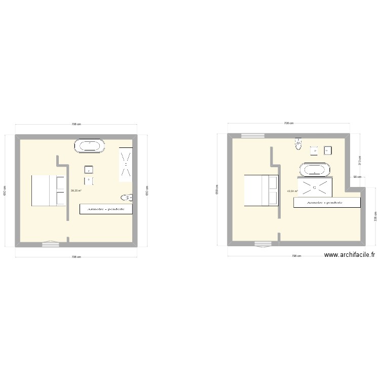 suite parentale 2. Plan de 2 pièces et 81 m2