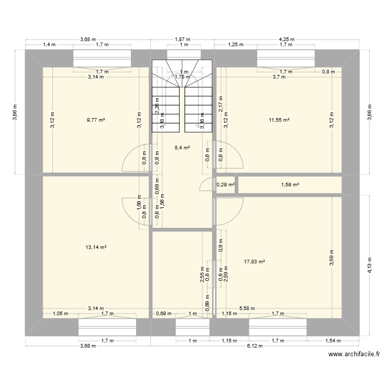 étage kim ploudal. Plan de 7 pièces et 63 m2