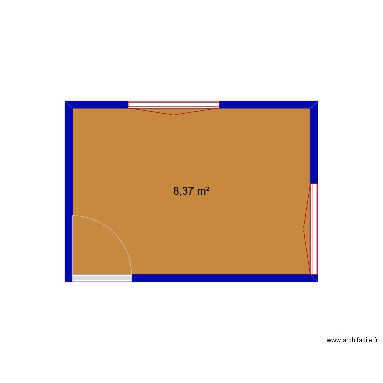 Bureau stage . Plan de 1 pièce et 8 m2