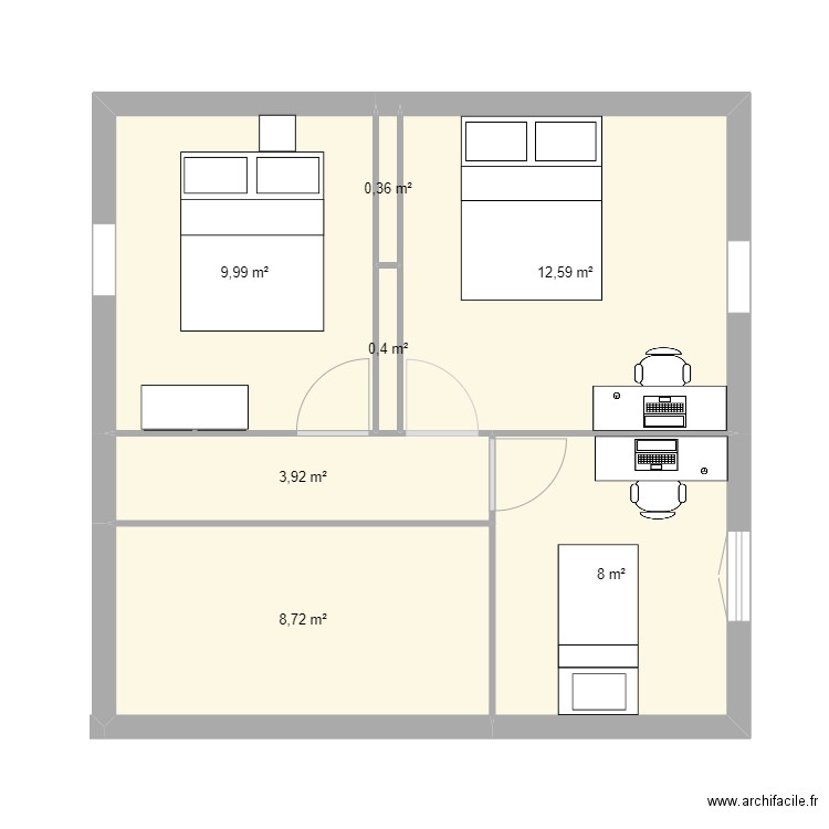 etage maison 10102024. Plan de 7 pièces et 44 m2