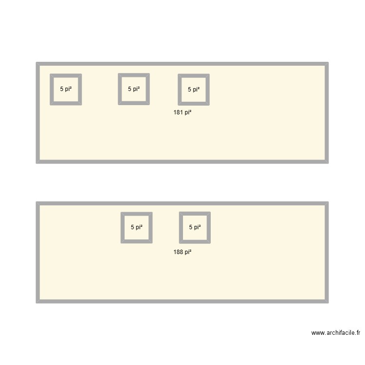 Mur côté gauche. Plan de 7 pièces et 40 m2