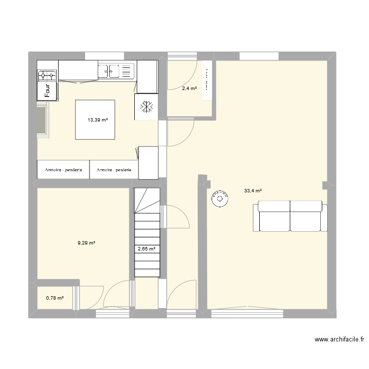 Maison chez moi projet. Plan de 6 pièces et 62 m2