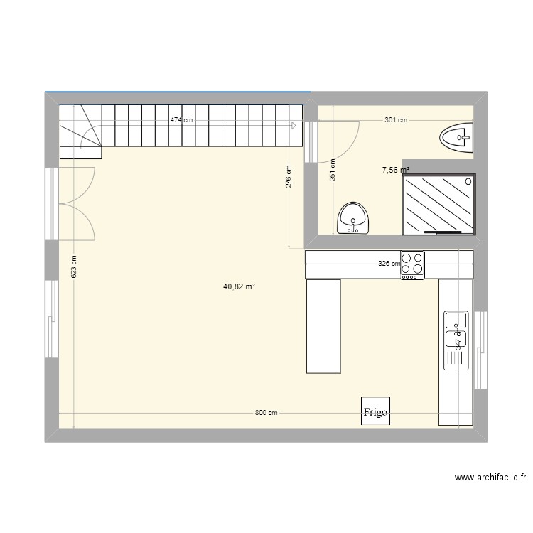 Tranoko. Plan de 2 pièces et 48 m2