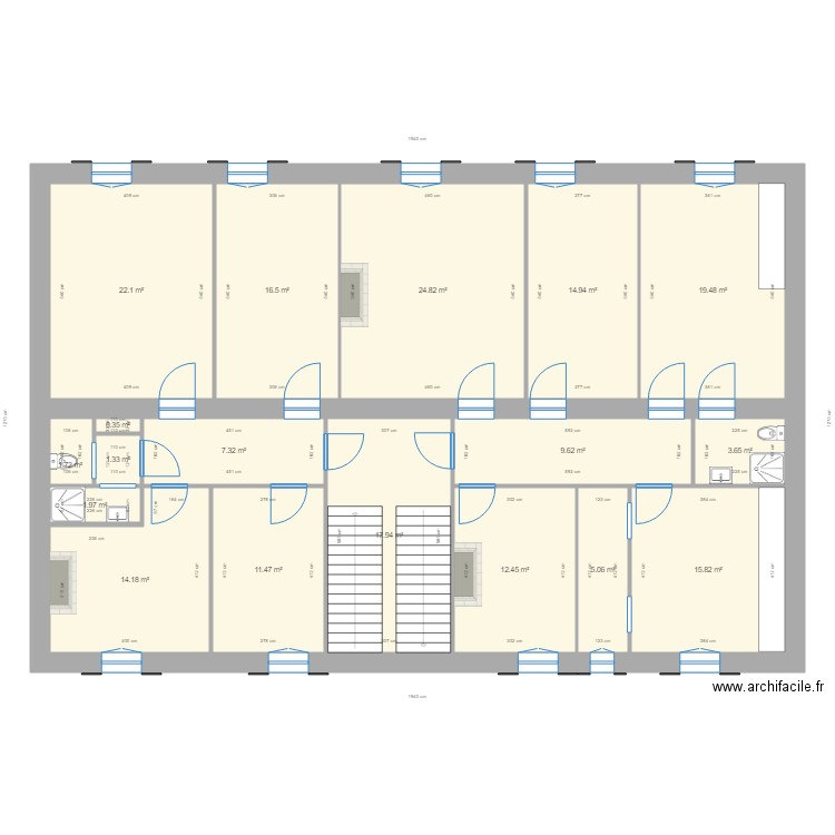 PROJET OLARGUES APPARTEMENT. Plan de 18 pièces et 201 m2