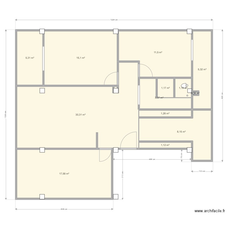 plan2. Plan de 13 pièces et 101 m2