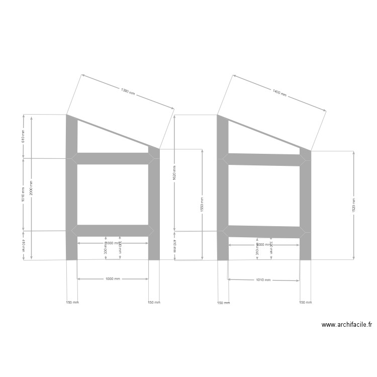 coté stockage bois. Plan de 4 pièces et 2 m2