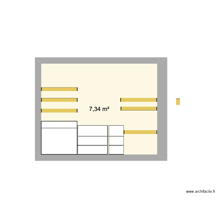 chambre Marcus bureau. Plan de 1 pièce et 7 m2