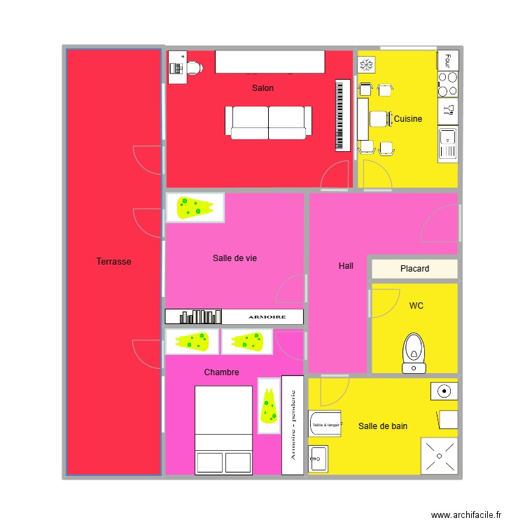 Plan 1. Plan de 9 pièces et 71 m2