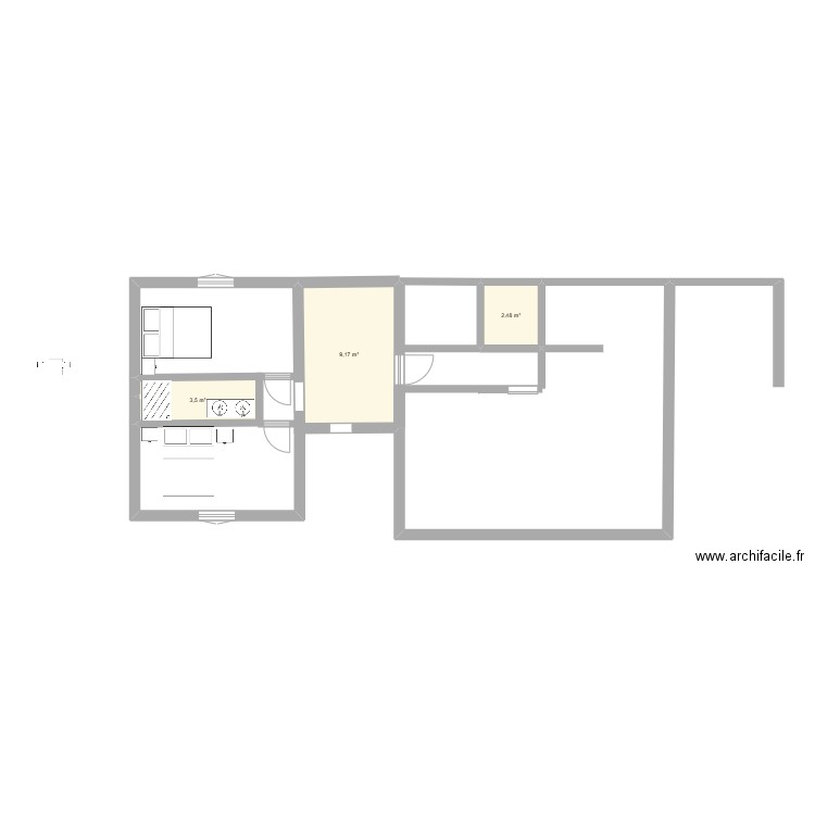 maison. Plan de 3 pièces et 15 m2