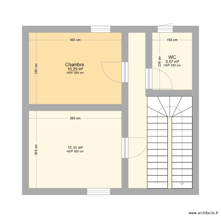 PLAN R+2. Plan de 4 pièces et 36 m2