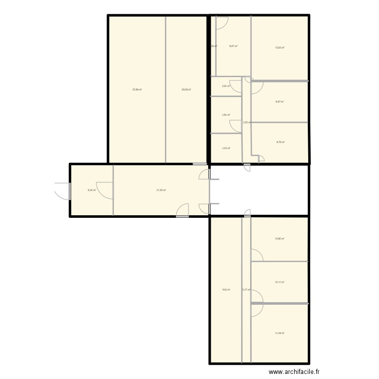 SURCOUF. Plan de 18 pièces et 214 m2