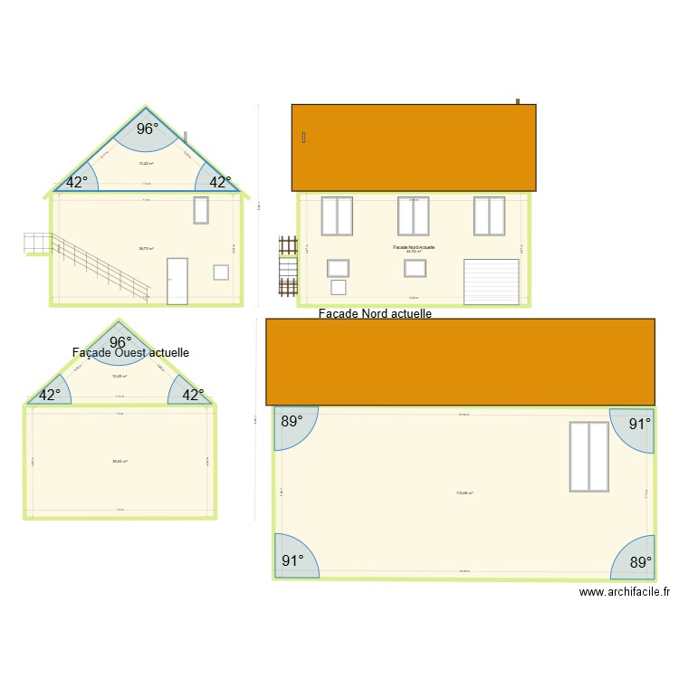 Plan de facade et toiture démo finale2. Plan de 6 pièces et 259 m2