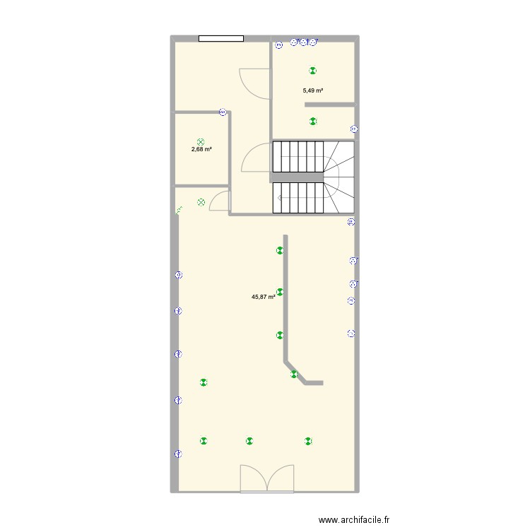 plans surface rdc. Plan de 3 pièces et 54 m2