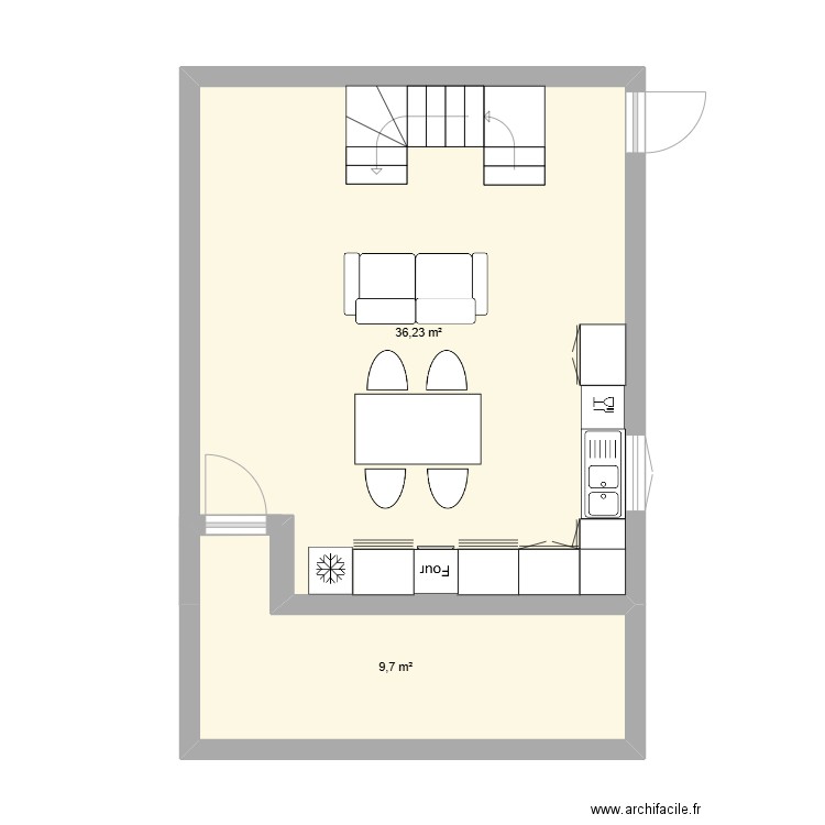 Bucy-le-roi. Plan de 2 pièces et 47 m2