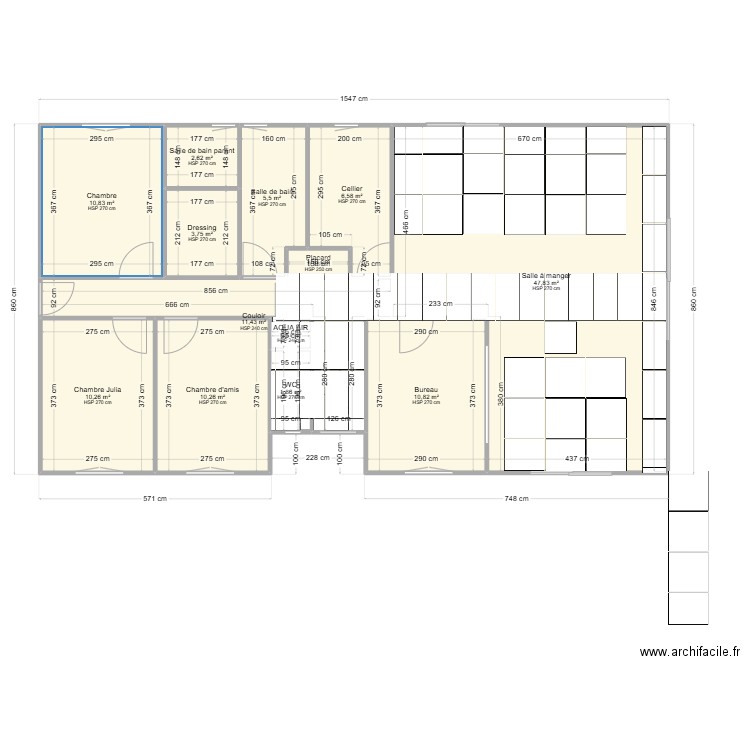 plan carrelage BRAOJOS 90x90. Plan de 13 pièces et 123 m2