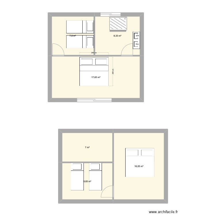 AVEC CHAMBRE. Plan de 6 pièces et 66 m2