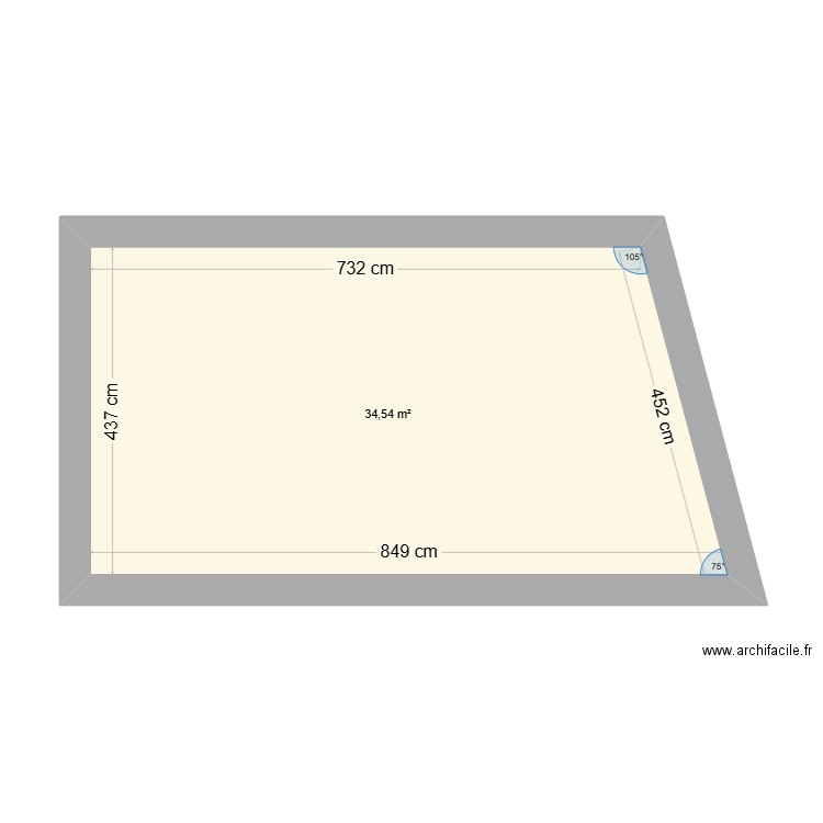 Maison du fond. Plan de 1 pièce et 35 m2