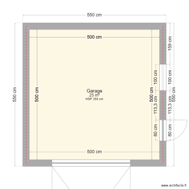 Garage. Plan de 1 pièce et 25 m2