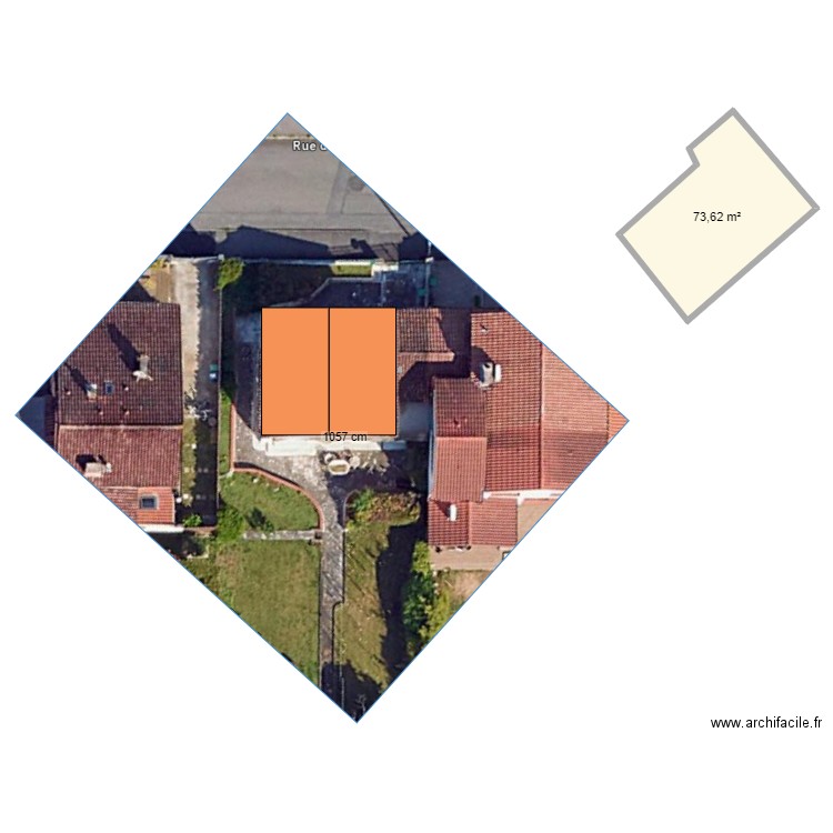 Plan de masse. Plan de 1 pièce et 74 m2