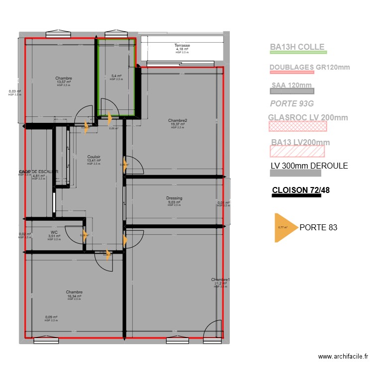 Delpierre Charline. Plan de 23 pièces et 231 m2