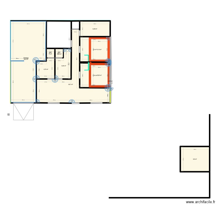 sous sol fuste 2. Plan de 13 pièces et 120 m2