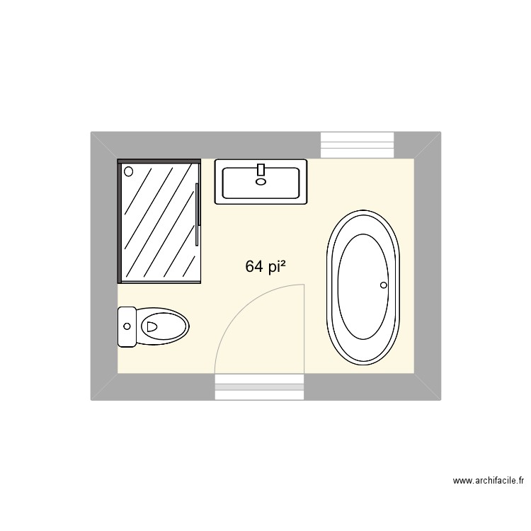 Salle de bain. Plan de 1 pièce et 6 m2