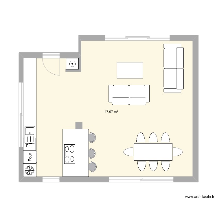 Plan sejour Mateo. Plan de 1 pièce et 47 m2