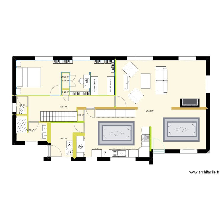 IDEE 3. Plan de 9 pièces et 109 m2