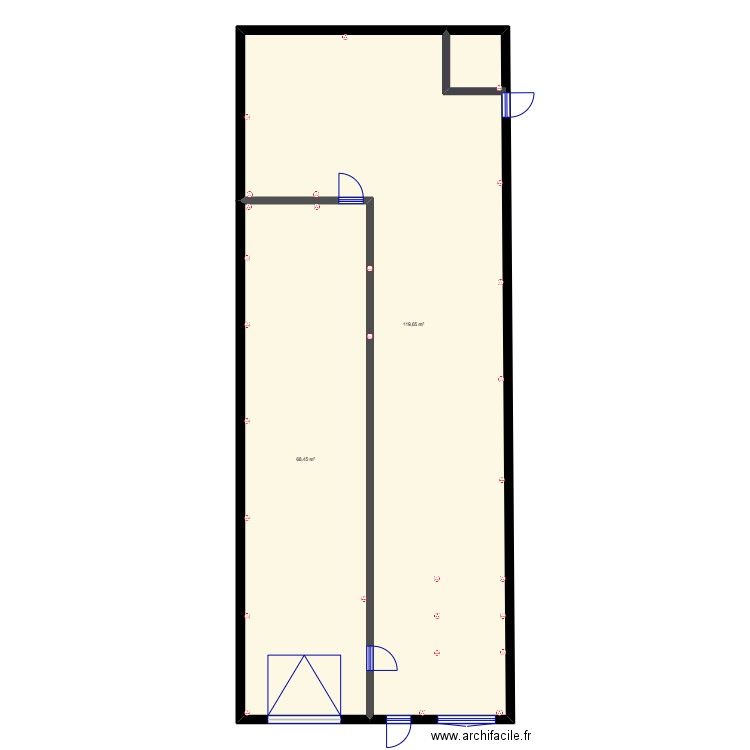 prise. Plan de 2 pièces et 188 m2